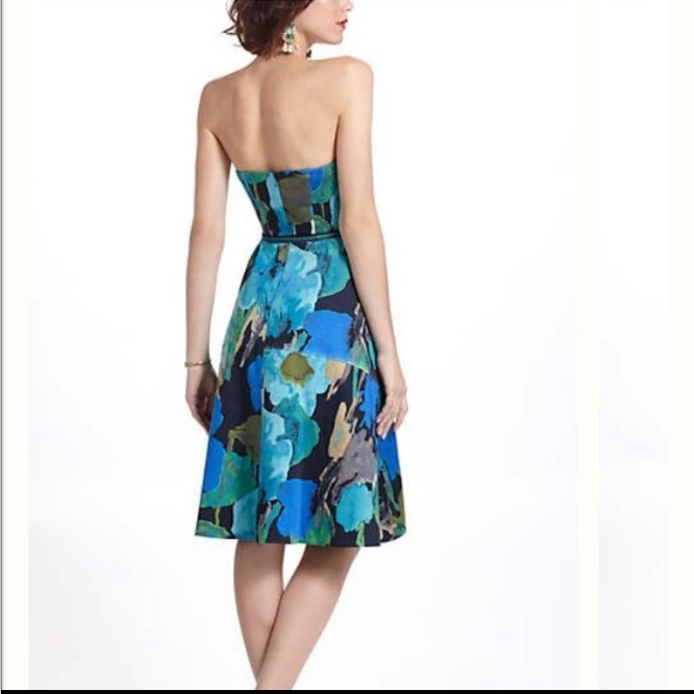 Anthropologie Blue Strapless A-line Dress - Picture 3 of 3
